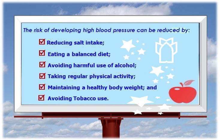 The risk of developing high blood pressure can be reduced by