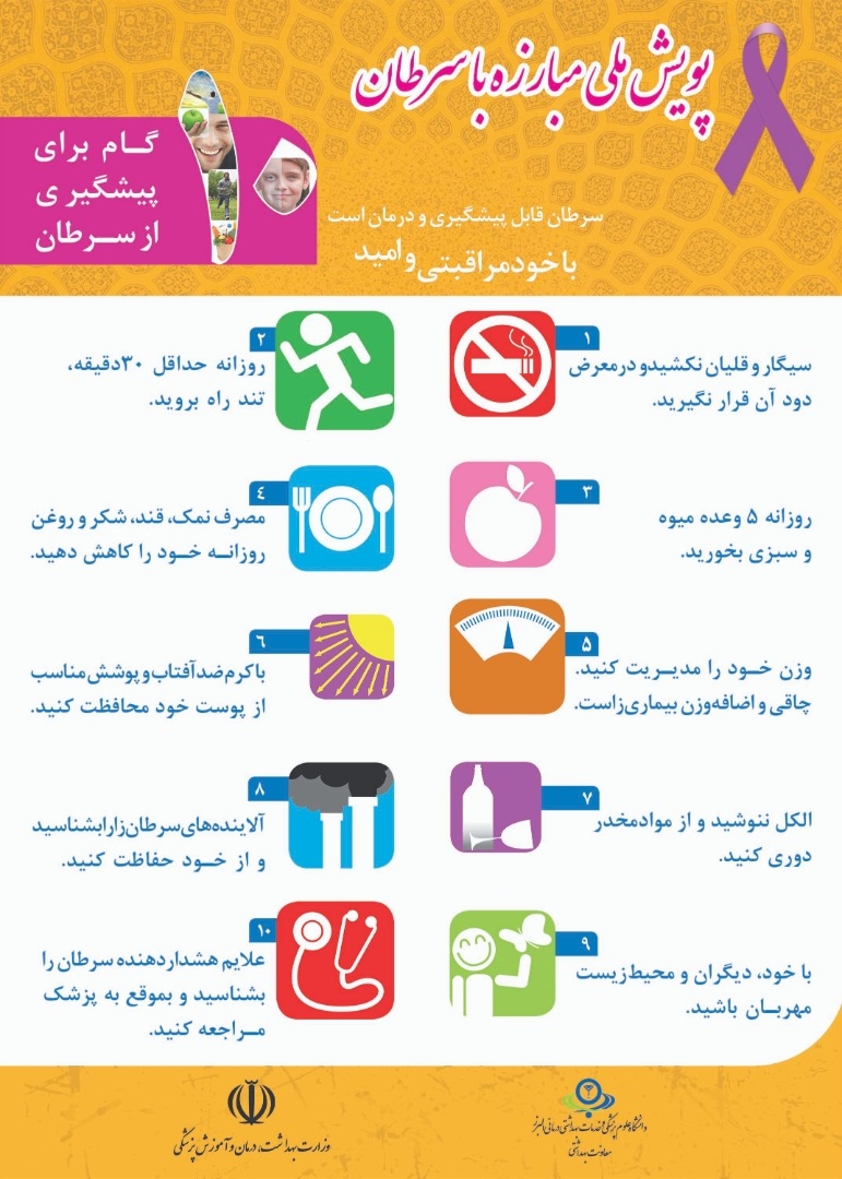 10 گام پیشگیری از سزطان