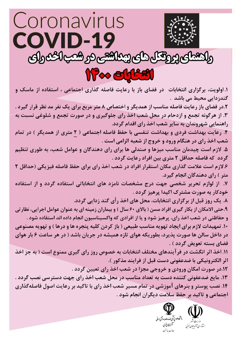 پروتکل های بهداشتی انتخابات 1400