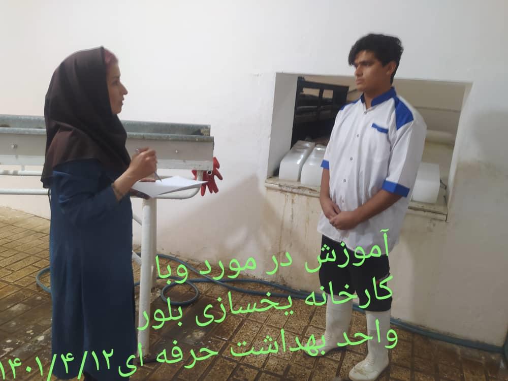 آموزش کارکنان کارخانه یخ بلور درخصوص بیماری وبا و راههای پیشگیری از آن
